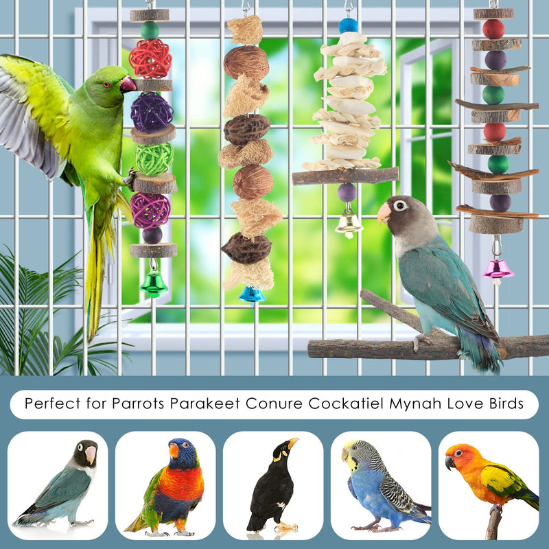 Bissap Bird Chew Toys, 5 Packs Parakeet Natural Wood Toys Parrot Hanging Cage Toy Bird Perch Stand for Small Bird Conure Cockatiel Parrotlet Lovebird Budgie - PawsPlanet Australia