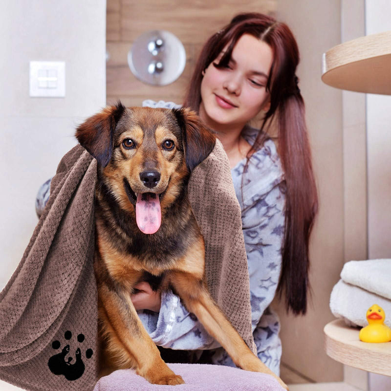 NLUJGYAV Dog Towel Super Absorbent Large Microfiber Embroidered Fast Dry Soft Dog Drying Towels for Large Medium Small Dogs Pet Cat Bathing Travel Beach Swimming Bath Towel Machine Washable 27.5"*55" - PawsPlanet Australia