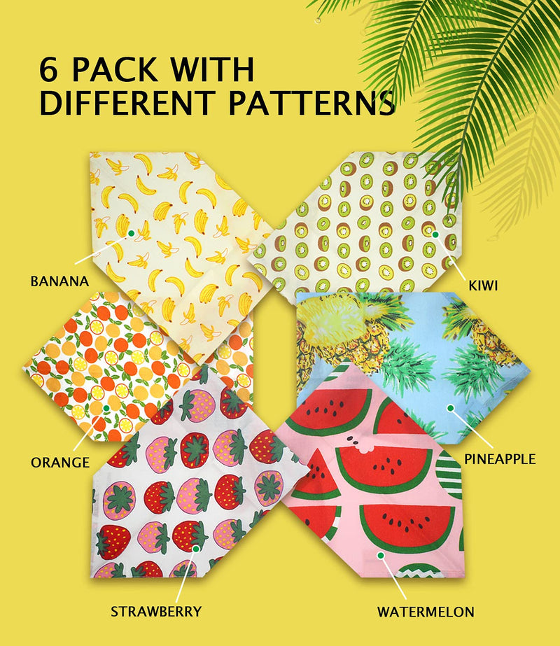 6 Pack Dog Bandanas Hawaii&Fruit Style Dog Bandana Triangle Soft Puppy Bandanas Accessories for Small Medium Large Dogs&Cats Adjustable Washable Pet Dog Scarf as Birthday Party Gift for Pets Summer - PawsPlanet Australia