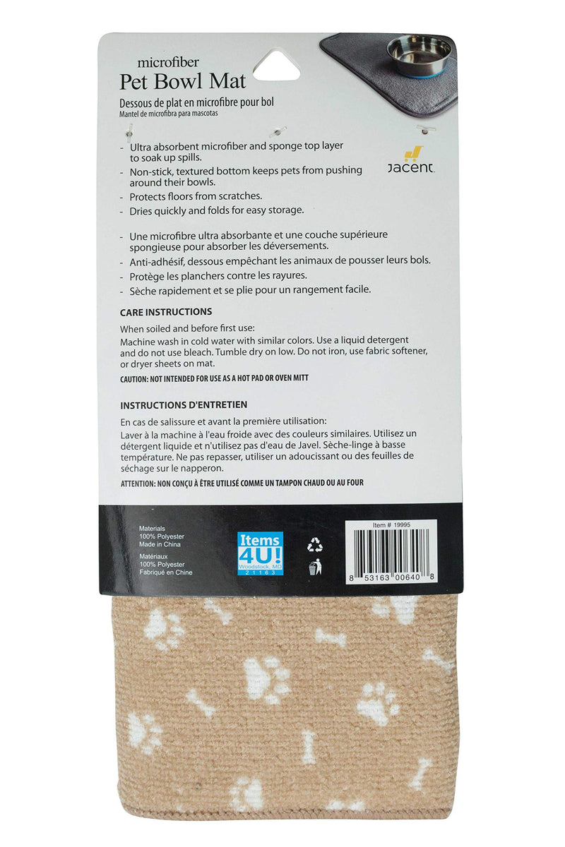 [Australia] - Jacent Microfiber Non-Slip Pet Bowl Mat, 20 x 10 Inches 1-Pack 