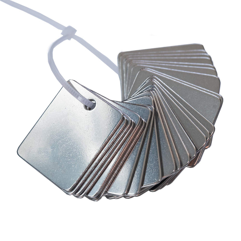 Rectangle Engraving Blanks Stamping Blanks Stainless Steel Blank Tags with Key Rings 25 Pack - PawsPlanet Australia