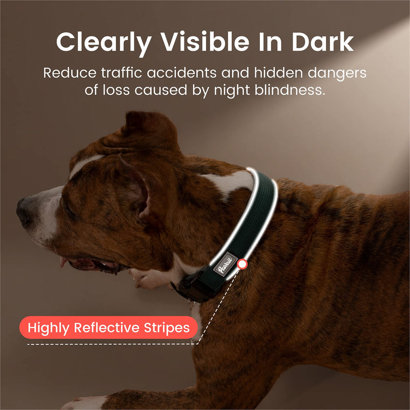 Pawaii Reflective Personalized Dog Collar with Pet ID Tag, Pet Collar Adjustable for Small Medium Large Dogs Adjustable Size S (Length: 14.5"-17.7'') Green - PawsPlanet Australia