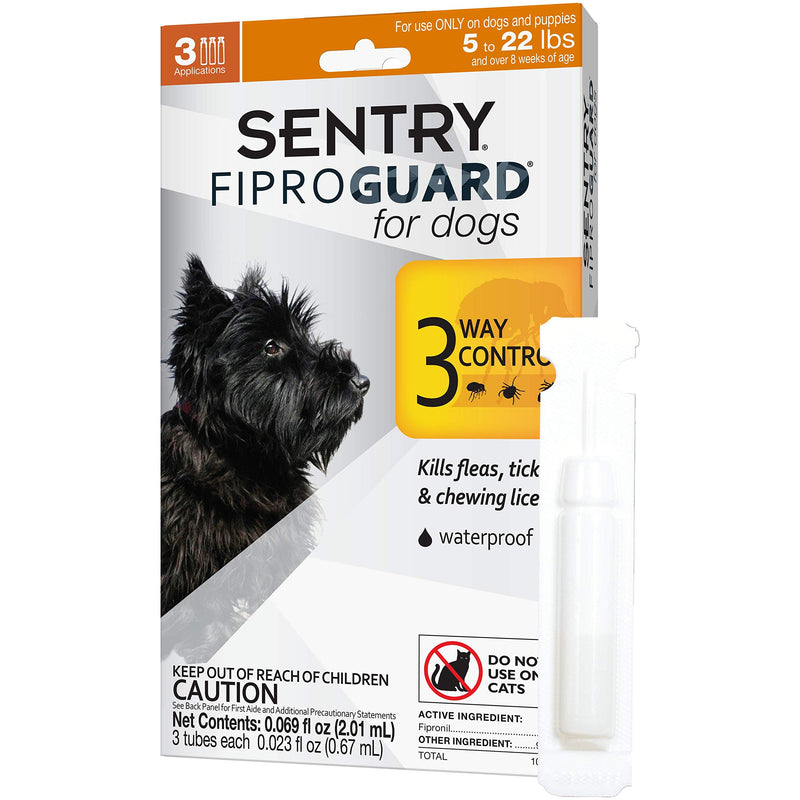 SENTRY Fiproguard for Dogs, Flea and Tick Prevention for Dogs (5-22 Pounds), Includes 3 Month Supply of Topical Flea Treatments - PawsPlanet Australia
