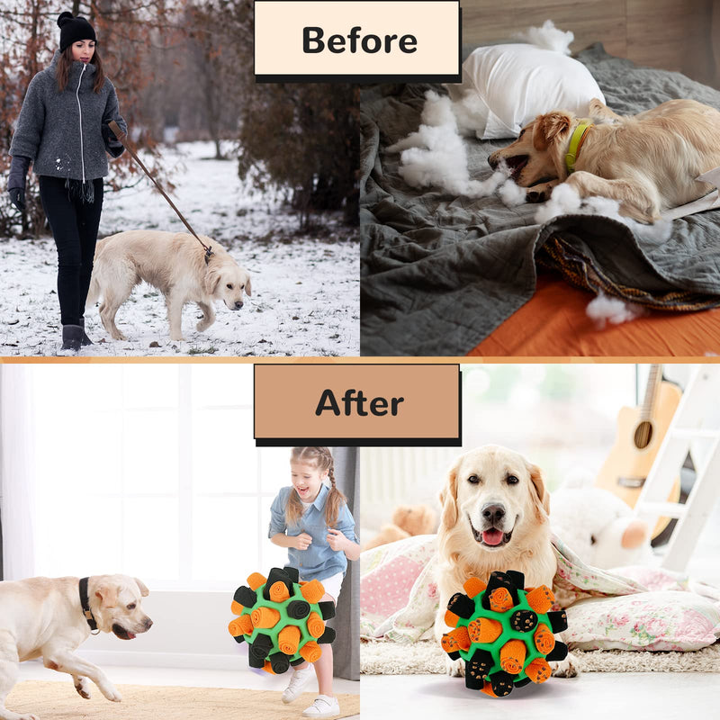 Larimuer Snuffle Ball for Dogs, Sniffing Carpet Snuffle Toy Interactive Dog Toy Portable Pet Snuffle Ball Toy for Small Medium Dogs Pet (Orange and Black) Red and Green - PawsPlanet Australia