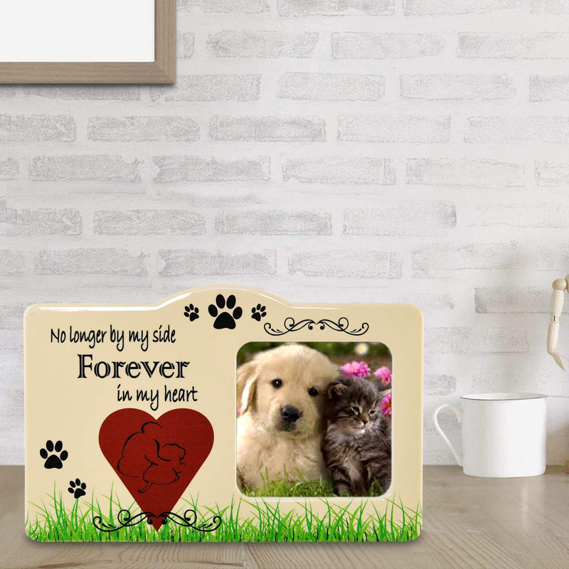 [Australia] - Home-X Pet Memorial Frame-No Longer by My Side Forever in My Heart-Remembrance Picture Frame, Sympathy for Loss of Dog-Fits Standard 4x6” Photograph 