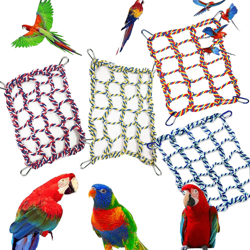Yanmucy Small Animal Hammock Rat Toy Parrot Bird Toy Woven Climbing Net with 4 Hooks Rat Cage Accessories Rope Ladder Red - PawsPlanet Australia