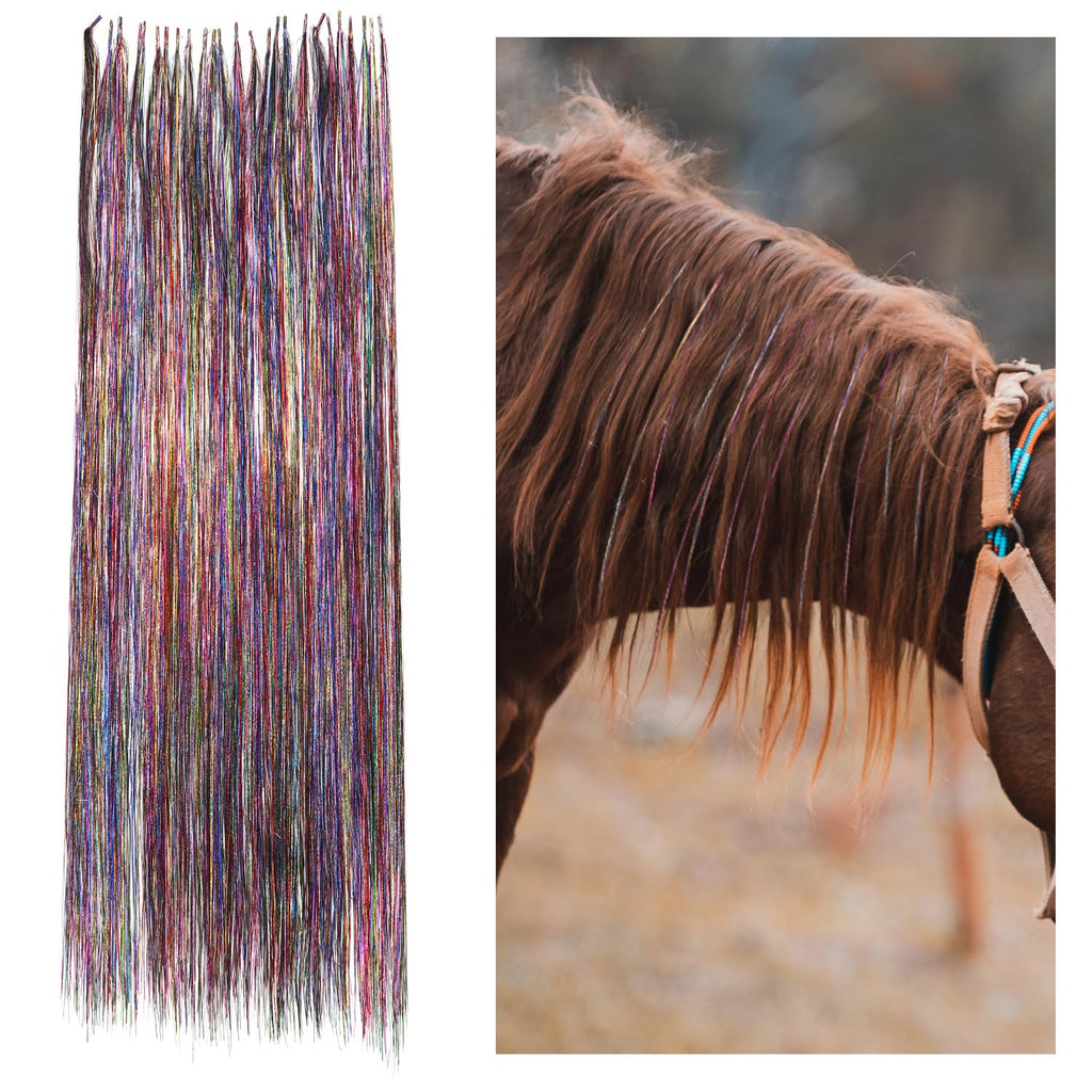 XIHIRCD 25PCS Horse Bling Accessories, 23.6" Multicolored Glitter Horse Hair Tassel Hair Extensions Horse Mane and Tail Bling Horse Hair Decorations for Western Wedding Bride Horses - PawsPlanet Australia