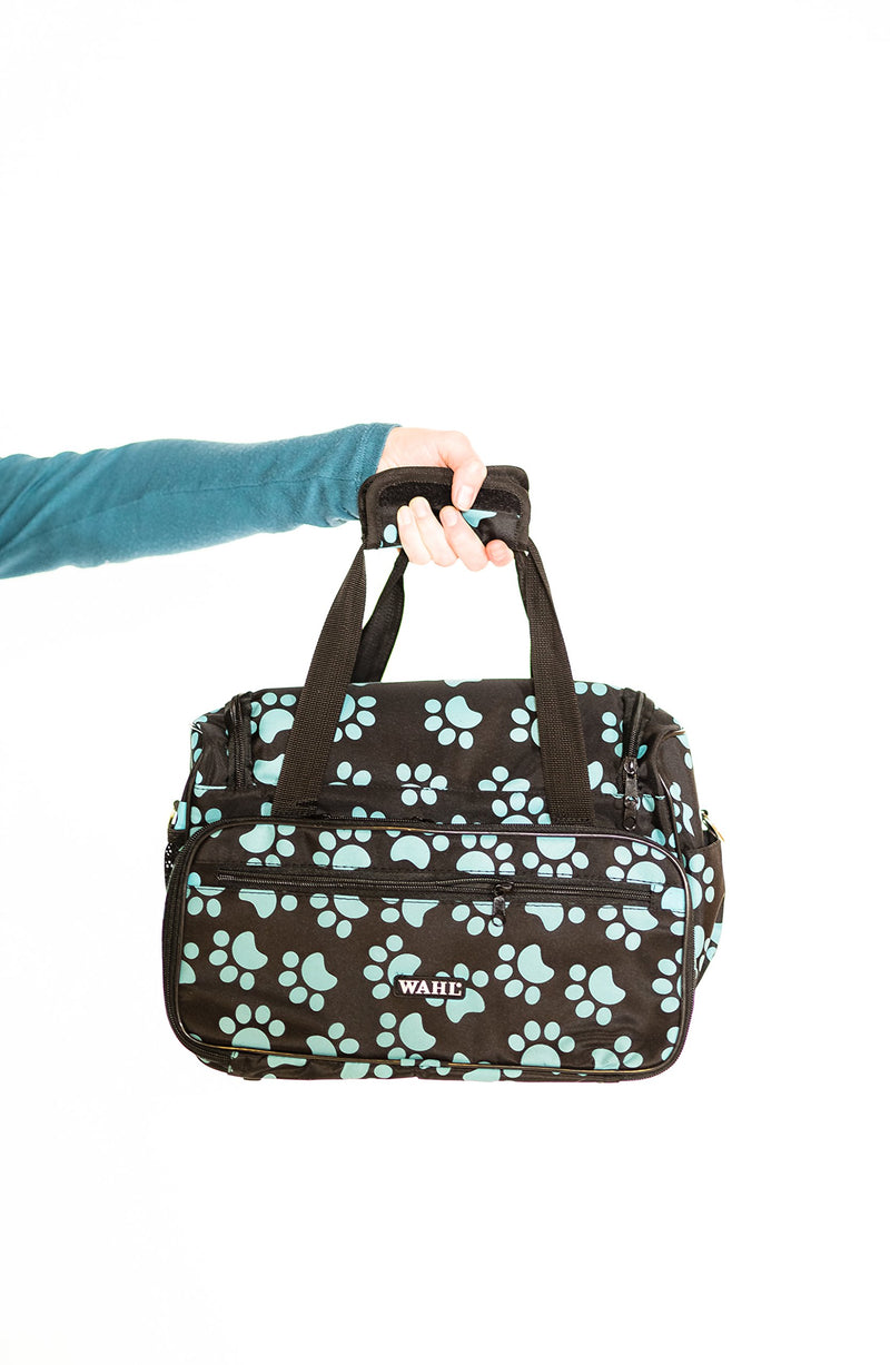 [Australia] - Wahl Professional Animal Travel and Tote Bag Turquoise Paw Print Zippered Pet Travel Bag 