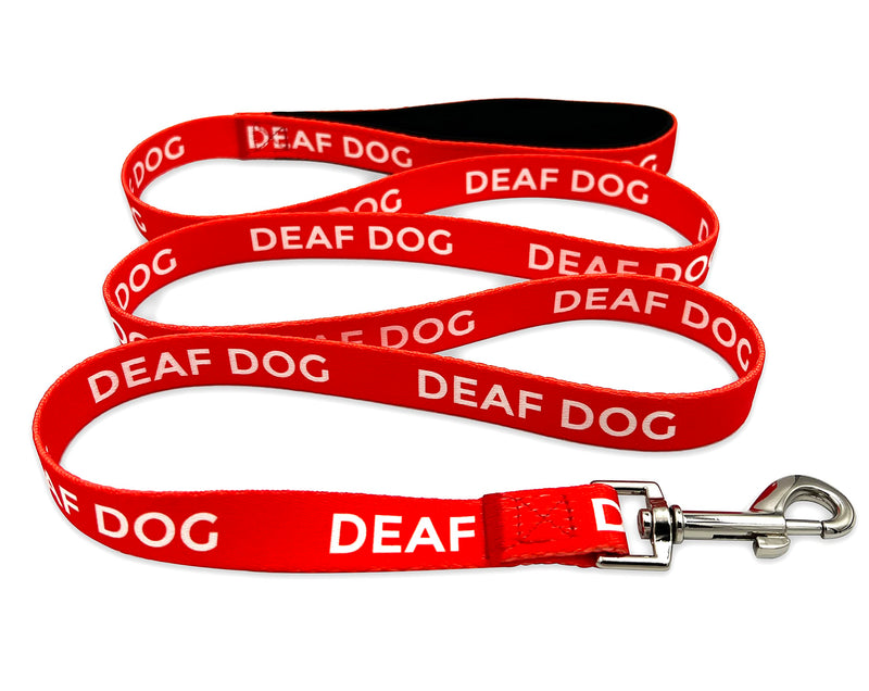 Deaf Dog Leash - Hard of Hearing Warning - Hearing Impaired Dog - No Limited Hearing - Deaf Alert Padded Handle Accessories for Small Medium Large Dogs (Red, Medium) Red - PawsPlanet Australia