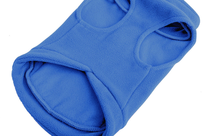 [Australia] - EXPAWLORER Fleece Autumn Winter Cold Weather Dog Vest Harness Clothes with Pocket for Small Dogs Large Blue 