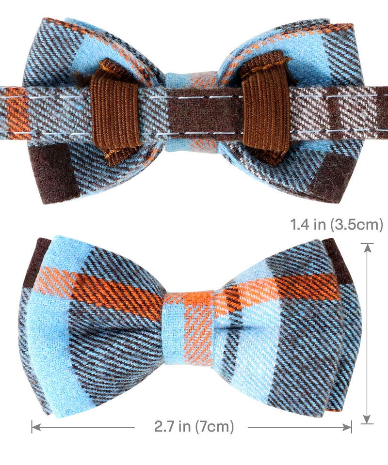 Joytale Cat Collar with Bell and Bow Tie, Quick Release Safety Collars for Kitten and Cats, Soft Tartan Collar, 1 Pack, Haze Blue 18-25 cm - PawsPlanet Australia