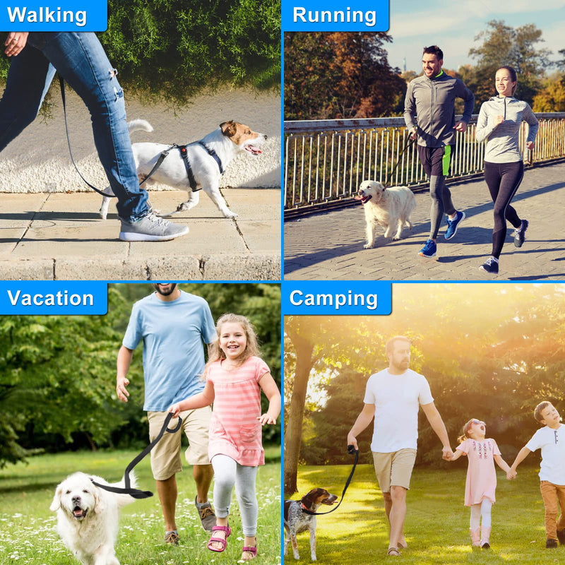 Pack of 2 drag lines 10 m for dogs, robust dog leash 10 m made of nylon, comfortable handle made of sponge, secure carabiner made of zinc alloy, ideal for training and outdoors, for small and large dogs black - PawsPlanet Australia