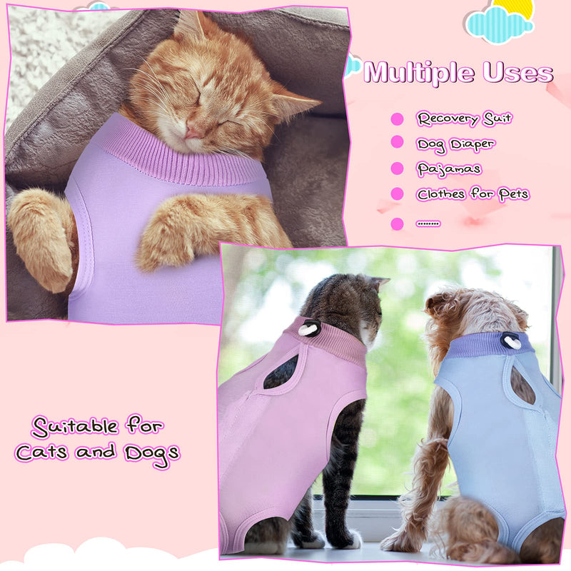Nuanchu 3 Pieces Cat Recovery Suit Kitten Recovery Suit E-Collar Alternative for Cats and Dogs Abdominal Skin Anti Licking Pajama Suit Medium - PawsPlanet Australia