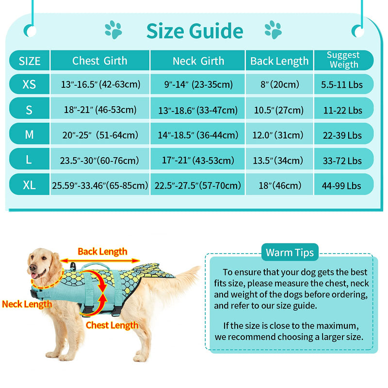 Malier Dog Life Jacket, Ripstop Dog Life Vest Adjustable Dog Life Preserver with Strong Buoyancy and Durable Rescue Handle Pet Lifesaver for Small Medium Large Dogs Swimming Boating Green - PawsPlanet Australia