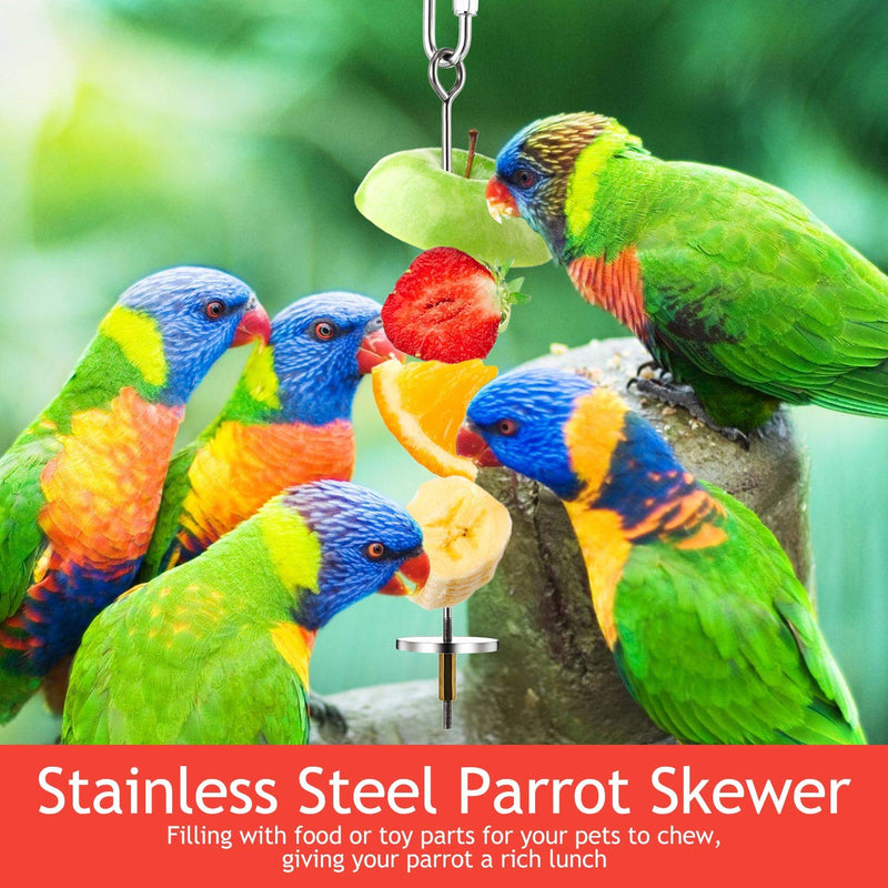 [Australia] - 3 Pieces Stainless Steel Bird Parrot Skewer Stainless Steel Bird Food Holder Small Animal Fruit Vegetable Holder Foraging Hanging Food Feeding Tool for Parrots Cockatoo Cockatiel Cage (20, 16, 12 cm) 