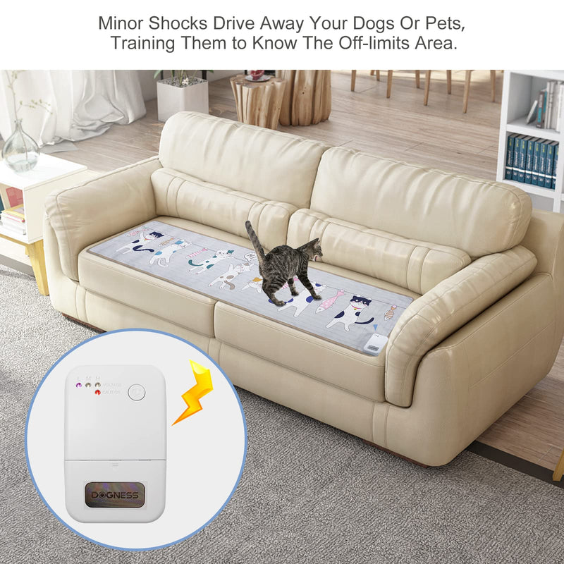 Shock Training Mat for Cats and Dogs, 32” x 15”/60" x 15" Electric Polyester Printed Pet Repellent Mat, Touch Sensitive Pad for Indoor, Keeps Pets Off Couch, Sofa, Counter Cat balcony Large 60" x 15" - PawsPlanet Australia