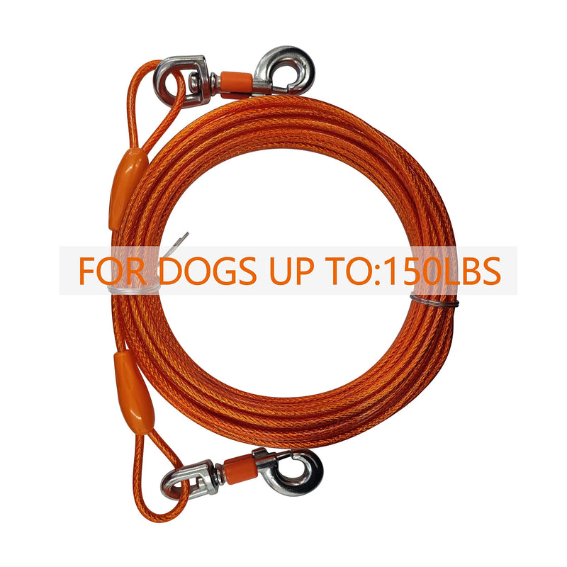 EzyReach Cable Leash for Dogs, Pet Tie Out Cables Leashes Yard Leash for Large Dogs up to 68 kg (150 lbs), 9 m (30 ft) Orange 30 ft (150 lbs) - PawsPlanet Australia