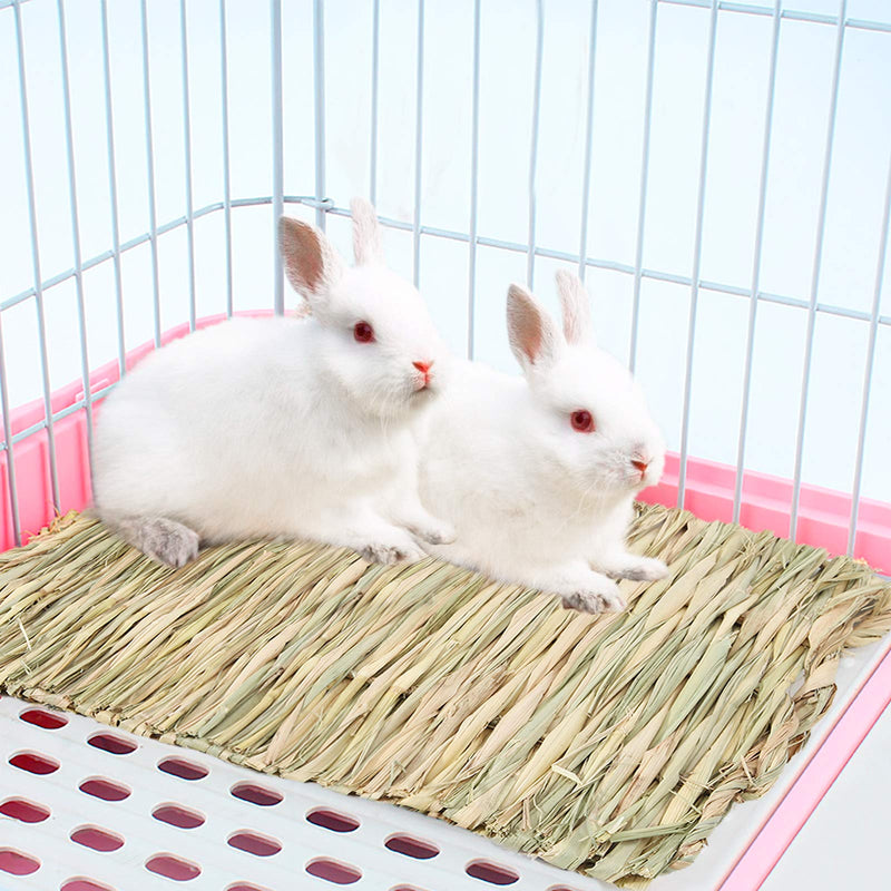 Anyuxin Rabbit Grass Mat - Woven Bed Mat, Bunny Bedding for Small Animals, Natural Straw Woven Bed for Pet Nesting, Nature Hay Mat Chewing Play Toy for Guinea Pig, Hamster, Squirrel and More（3 Pack） - PawsPlanet Australia