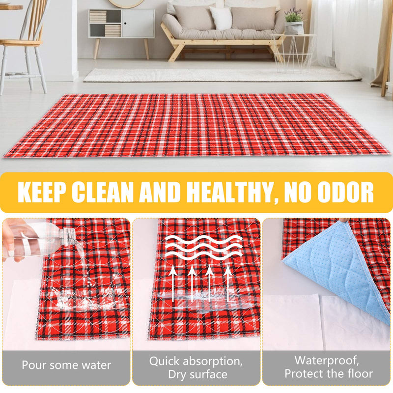 Uteuvili 2 PCS Dog Crate Liners Washable Pee Pads Dog Crate Pads Mats Dog Crate Bed Super Absorbent Waterproof Reusable Anti Slip(Red&Blue Plaid) 41"*27", fit 42"*28" crate - PawsPlanet Australia