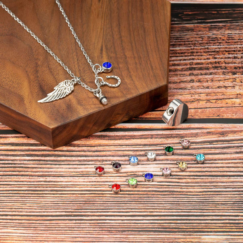 [Australia] - You left hoof prints on my heart Urn Necklace for Ashes Horseshoes Cremation Urn Pendant with 12 Birthstones Memorial Keepsake Jewelry 