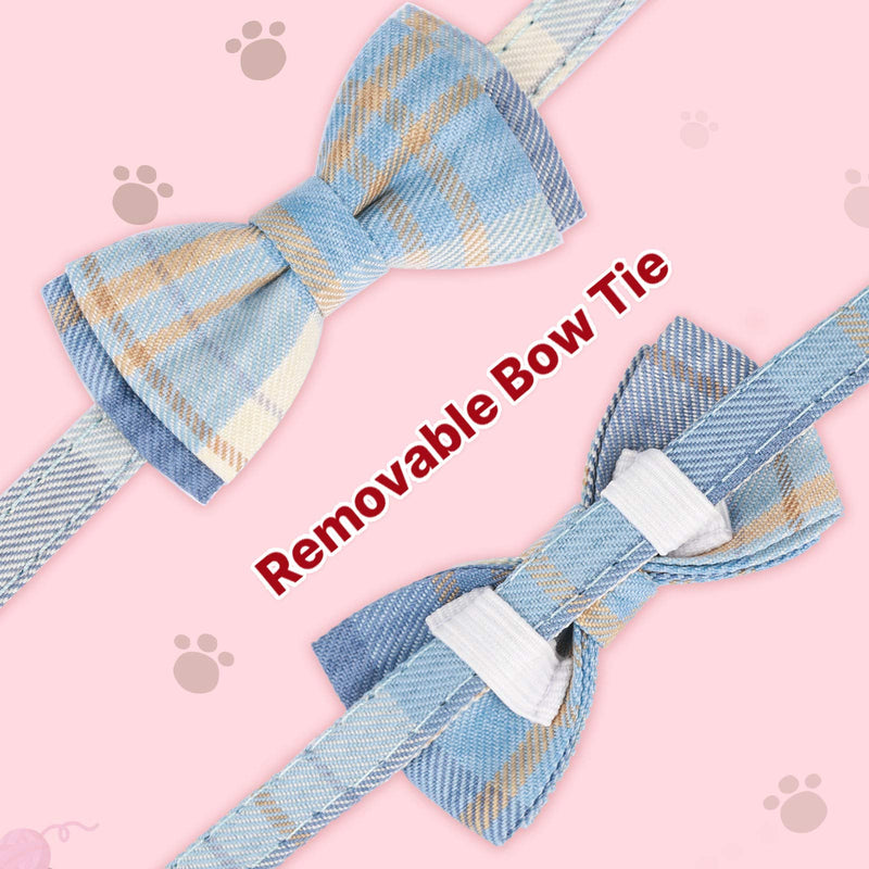 Weewooday 4 Pieces Breakaway Cat Collar with Bow Tie and Bell, Cute Plaid Patterns Kitty Safety Buckle Collars, Adjustable Buckle Collars for Pet Kitten Cats Puppy - PawsPlanet Australia