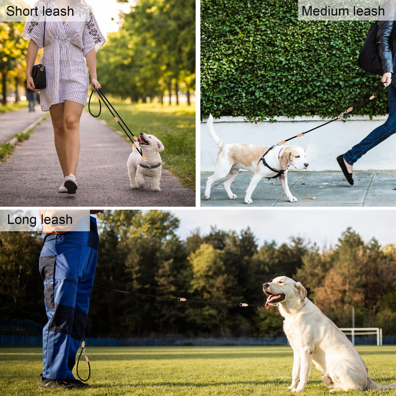 Dog leash 2M adjustable nylon shoulder leash double leash with 2 rotating carabiners 3-way adjustable for small/medium/large dogs - PawsPlanet Australia