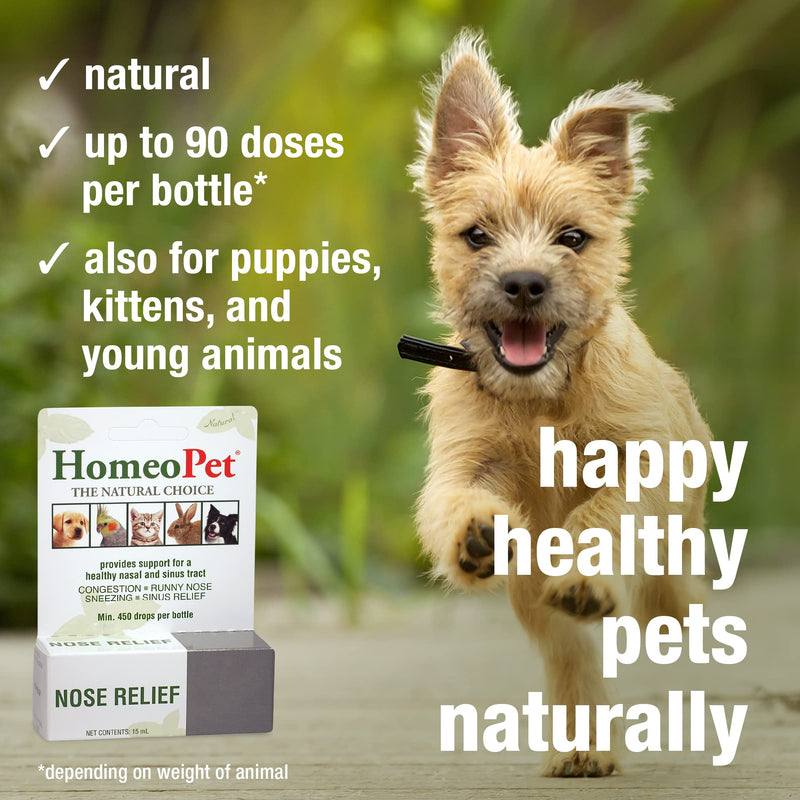 HomeoPet Nose Relief, Natural Sinus Relief for Pets, 15 Milliliters 15ml - PawsPlanet Australia