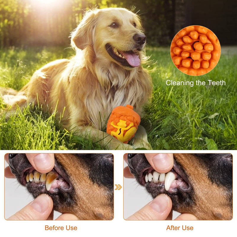 Dog Chew Toys for Aggressive Chewers,100% Natural Rubber Durable Indestructible Dog Toys, Puppy Chew Toys for Teething for Dog Teeth Cleaning, Dental,Feeding,for Medium Large Puppy Pet(Medium, Orange) - PawsPlanet Australia