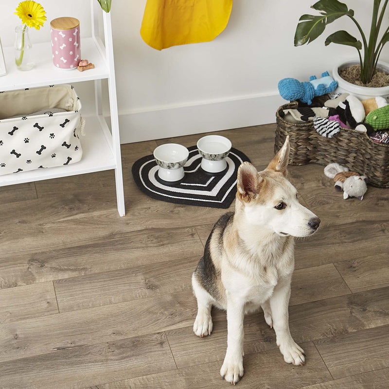 DII Braided Pet Mat Collection 100% Cotton, Heart Shape, Navy Purrfect Black Stripe - PawsPlanet Australia