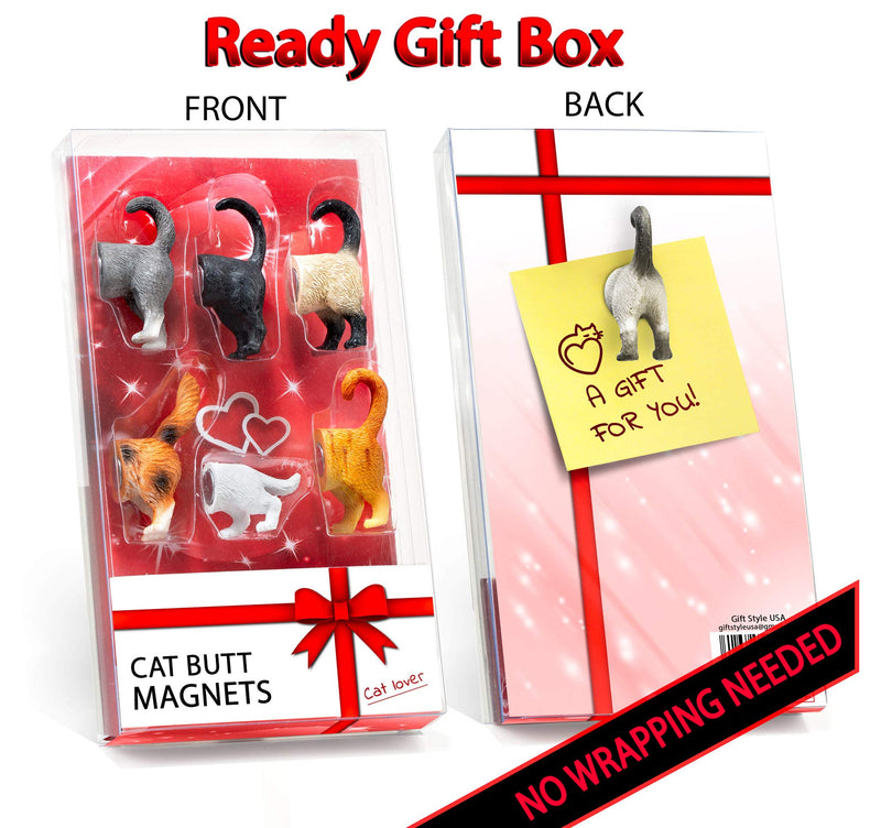 Cat Butt Refrigerator Magnets -Ready Gift Set of 6 for Cat and Pet Lovers - Home and Office Decoration - PawsPlanet Australia