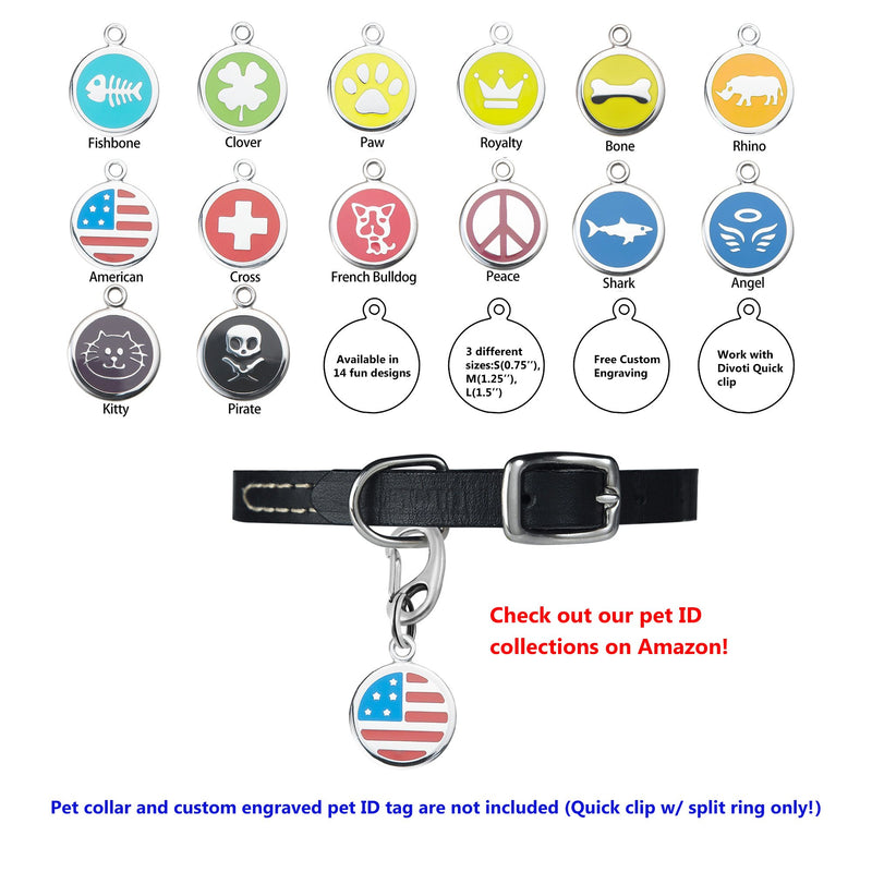 [Australia] - Divoti Pet Tag Quick Clip/Split-Load Hook Combo for Pet ID Tags - Standard/Medium/Large/Split Ring Pack Options- Entirely Surgical Stainless Steel Quick Clip Pair (Standard) 