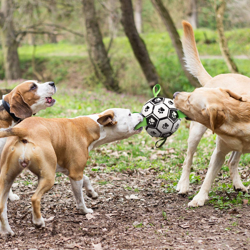 6 Inch Soccer Ball for Dogs, Interactive Dog Toys Balls with Grab Tabs(Easy to Hold) for Large Medium Dogs, Interactive Pets Training Toys Rubber Dog Tug Toy Outdoor Water Toy for Park, Beach, Pool - PawsPlanet Australia