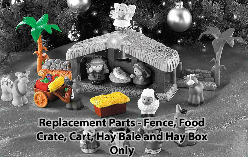 [Australia] - Replacements Parts For Little People Nativity & Christmas Story Nativity, (2 Fences, Food Crate, Cart, Hay Bale, and Hay Box) 