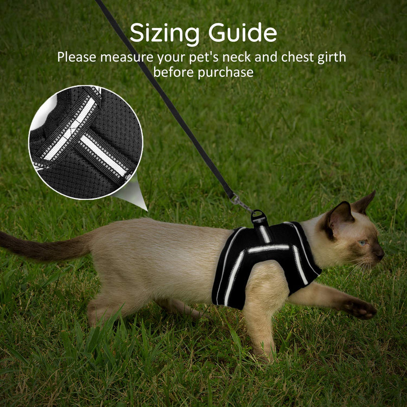 Cat Harness and Lead Set Escape Proof, Adjustable Kitten Harness and Lead Set for Walking, Cat Leash and Harness Set with Reflective Strip for kitten, puppy (M) M - PawsPlanet Australia