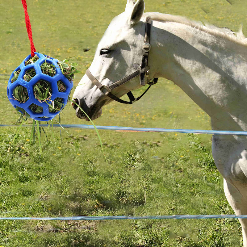 2pcs Horse Treat Ball Hay Feeder Toy Ball Hanging Feeding Toy for Horse Horse Goat Sheep Relieve Stress, Horse Stable Stall Paddock Rest Blue - PawsPlanet Australia