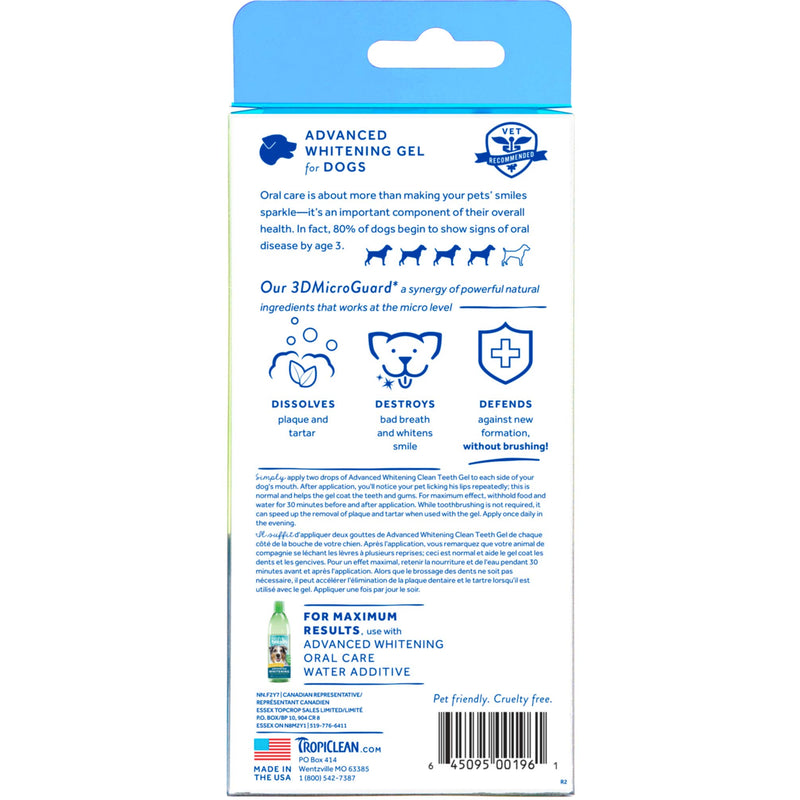 Fresh Breath by TropiClean No Brushing Oral Care Gel for Dogs With Advanced Whitening Formula, 4oz, Made in the USA - Helps Remove Plaque and Tartar and Freshens Breath - PawsPlanet Australia