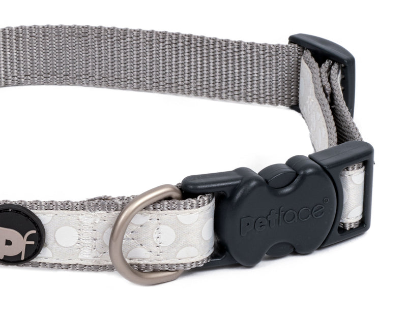 Petface Light Grey Tonal Dots Print Dog Collar, Medium - PawsPlanet Australia