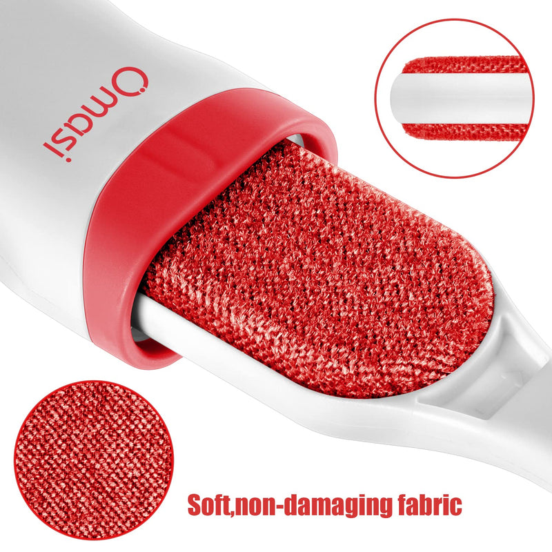 Omasi lint brush animal hair, pet brushes, pet fur and lint removal, lint remover with self-cleaning double-sided base brush, perfect for furniture, carpet red - PawsPlanet Australia