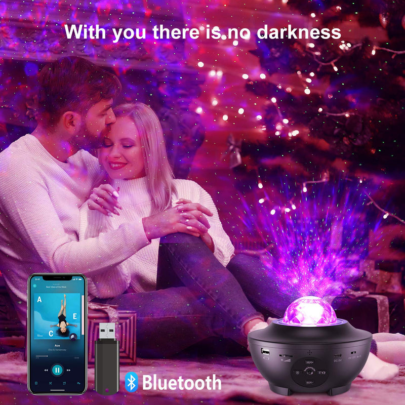 Starry Light Projector, Smart WiFi Galaxy Projector Night Light, Compatible with Alexa and Smart App, 10-Color Music Player with Remote Control/Bluetooth/Timer, Suitable for Children and Adult Parties Black - PawsPlanet Australia