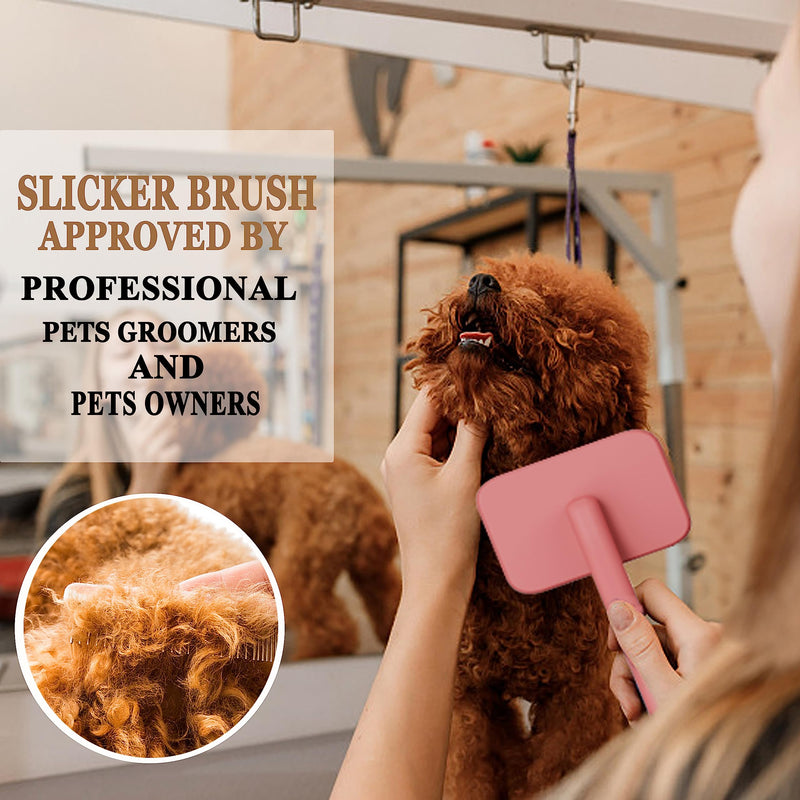 Slicker brush for dogs doodle grooming brush poodle brush with long soft pin dog slicker brush perfect for thick fur dogs fluffy,grooming,shedding.goldendoodle dog slicker brush.(Large) - PawsPlanet Australia