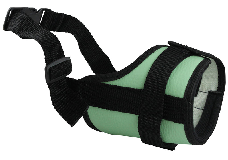 [Australia] - Adjustable Dog Muzzle 6 Sizes Green XXS: 4.5"-6.5" Snout Circumf. 