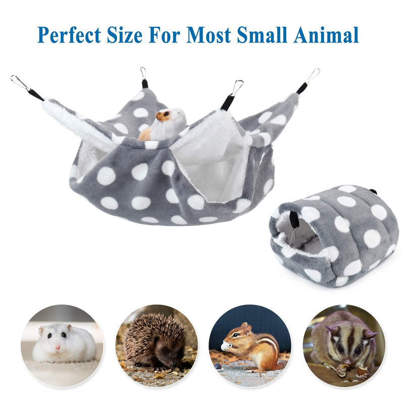 Mogoko Fleece Rat Hammock and House Bedding Set, 2 Tier Hanging Bed and Nesting Cave for Guinea Pigs Hamster Ferret Chinchilla Cage Small Animals Light Grey - PawsPlanet Australia