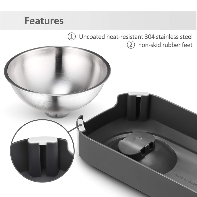 [Australia] - Elevated Cat Bowl, Cat and Small Dog Food Bowl Stand, 15° Tilted Raised Cat Food and Water Bowls, 2 Stainless Steel Cat Food Bowls, Non Slip No Spill, Healthy Eating Posture and Ergonomics for Pets 