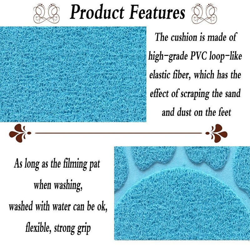 [Australia] - Alpha Boxing Cat Litter Mat,Pet Food Water Bowl Feeding Placemat Paw Shape,Non-Slip,Easy Clean,Stylish Design and Color Light Blue 