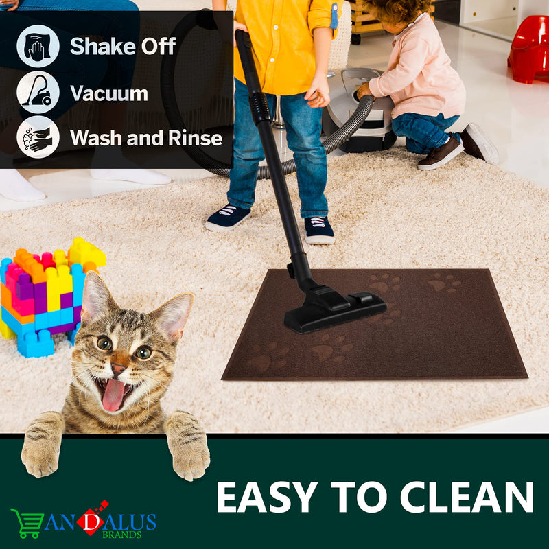 ANDALUS Cat Litter Mat - Kitty Litter Trapping Mat for Litter Boxes - Kitty Litter Mat to Trap Mess, Scatter Control - Washable Indoor Pet Rug and Carpet - Brown, Small (15.75" x 11.75") Small (15.75" x 11.75") - 1 Pack - PawsPlanet Australia