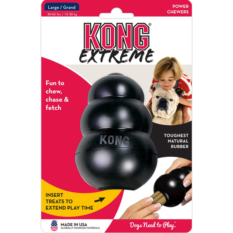 [Australia] - KONG - Extreme Dog Toy - Toughest Natural Rubber, Black - Fun to Chew, Chase and Fetch Large Standard Packaging 