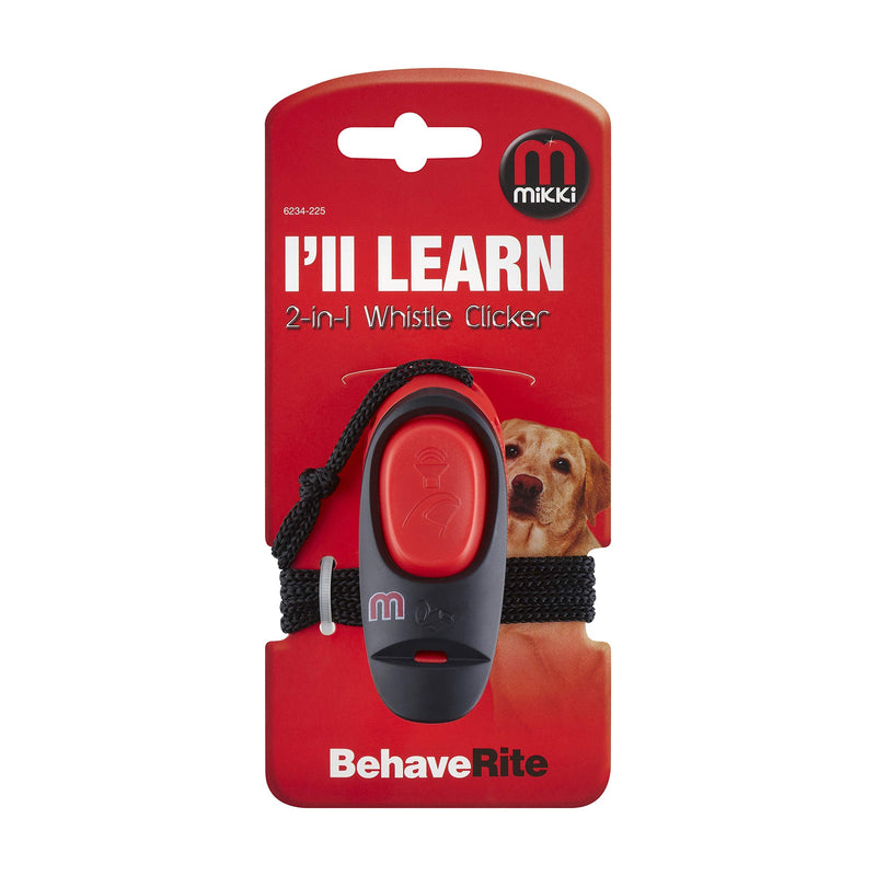 Mikki Mikki 2-in-1 High Pitched Whistle Clicker, dog clicker training aid for recall and command behaviour, with neck strap and belt hook 31 g - PawsPlanet Australia