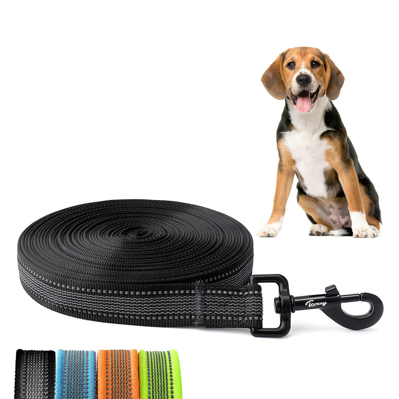Toozey Tow Lead for Dogs 5 m Rubberized Dog Lead for Small to Large Dogs with Hand Strap and Storage Bag - Black (Width 2.5 cm) - PawsPlanet Australia