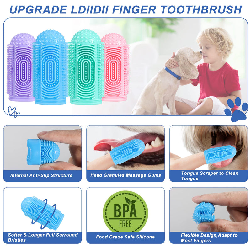 LDIIDII Dog Toothbrush Dog Tooth Brushing Kit 4 Pack Dog Finger Toothbrush for Dog Teeth Cleaning&Dog Dental Care,Dog Tooth Brush Pet Toothbrush Finger Tooth Brush for Medium Large Dog - PawsPlanet Australia