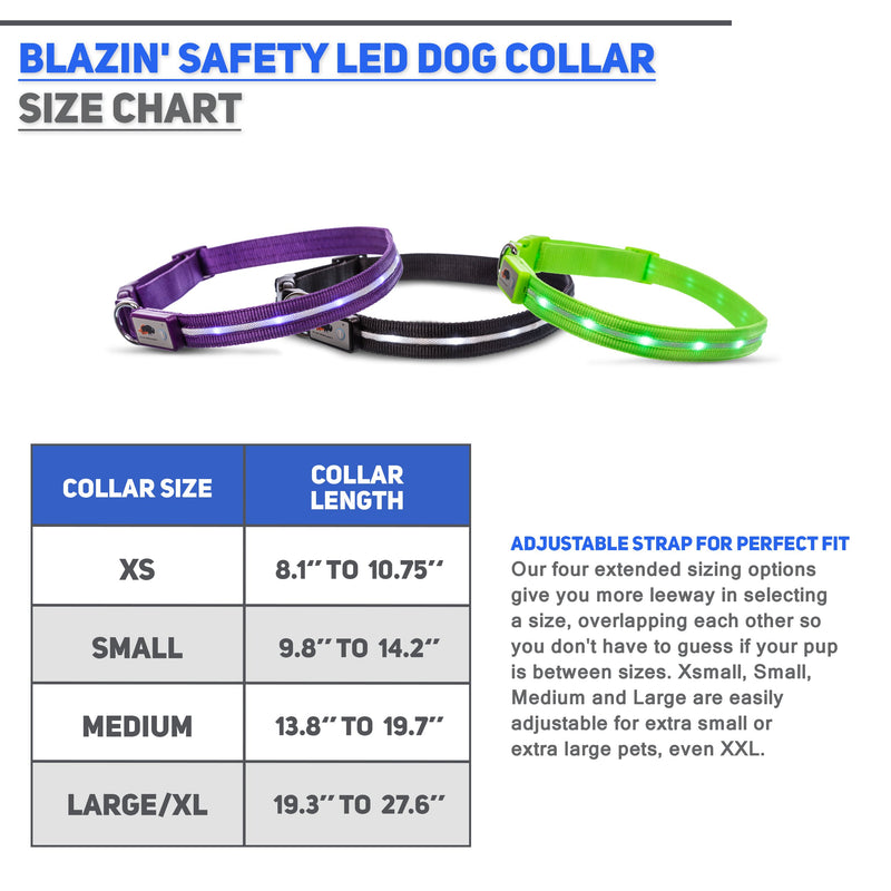 [Australia] - Blazin' Safety LED Dog Collar – USB Rechargeable with Water Resistant Flashing Light Medium Green 